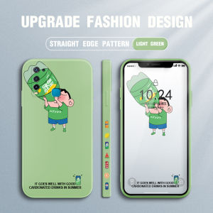 Hontinga Casing Case For Samsung Galaxy S21 S21 Plus S21+ S21 Ultra 5G Case Cartoon Crayon Shinchan Case Square Original Liquid Soft Silicone Edge Pattern Rubber Case Full Cover Camera Protection Cases Back Phone Casing Softcase For Boys