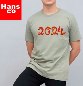 Kaos Pria 3 Dimensi Motif Naga 2024 Kecil Tshirt Oblong Katun 24s H0219 By Hans & Co