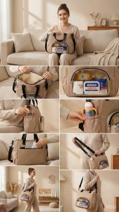 MIZONA Large Capacity Mommy Diaper Bag Handheld Crossbody Baby Maternity Bag Portable Outdoor Baby Care Tote Beg Ibu