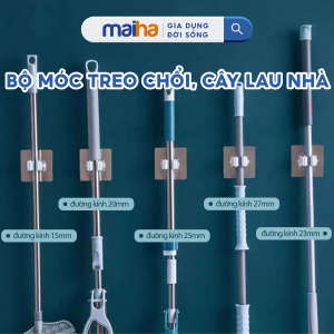 Móc Treo Cây Lau Nhà Maiha Móc Kẹp Chổi Nhà Tắm Dán Tường Chịu Lực Ánh Kim Cao Cấp BẢN LỚN 8x8cm