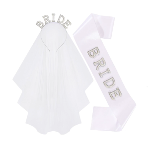 Comfortable Textile Bridal Hair Ornaments Including Embroidered Headpiece Veil And Detachable Sash