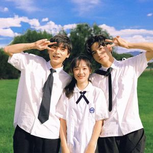 ali9 Taiwan Normal University Affiliated High School White Shirt School Uniform Suit jk Short Sleeve College Style Senior Three Students Graduation Season Business Attire Japanese Style