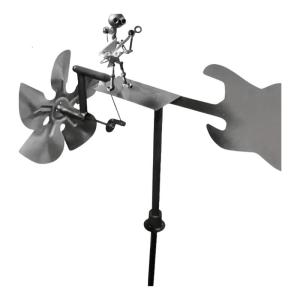 Rock Music Themed Rocker Windmill Sculpture Metal Bassist Statue For Yard Garden And Outdoor Space Decors