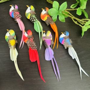 WININ Đầy màu sắc Chim mô phỏng với Clip Trang trí nhà cửa Lông vũ nhân tạo cho chim Đạo cụ ảnh Chim giả trang trí Dành cho lễ hội đám cưới tại nhà
