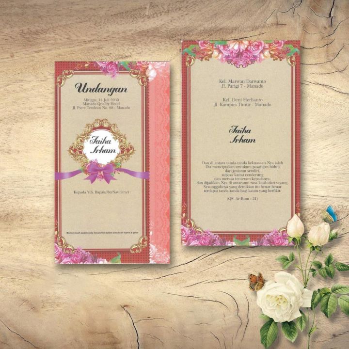 Undangan Pernikahan (100 pcs) Vintage BK179S Unik custom isi Aesthetic