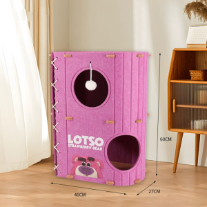 Lovinland Cat Bed House for Indoor Cats Foldable Cat Beds Cave Felt Cats Tunnel Bed Condo Castle Kitten Cube Hideaway for Multicats Scratch Resistant House Cat Scratcher