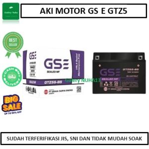 Aki GS E GTZ5 Motor Mio Soul MioZ Mio M3 125 Mio GT 125 Mio J Tahan Lama Tidak Mudah Soak Accu Daya Starter Lebih Besar Terferifikasi JIS dan SNI