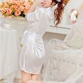NatureNectarR Sexy Satin Night Robe Lace Bathrobe Perfect Wedding Bride Bridesmaid Robes. 