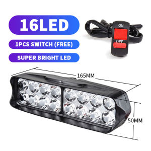 PMShop Motorcycle Headlight 12V Motorbike Spot Head Light 8/12/16 Led Scooter ATV Motor Headlamp 24V Motor Auxiliary Driving Work light