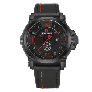 NAVIFORCE 9099 Casual Quartz Mens Watches Military Leather Sports Watches Black Analog Date Wristwatch Male Clock waterproof watches