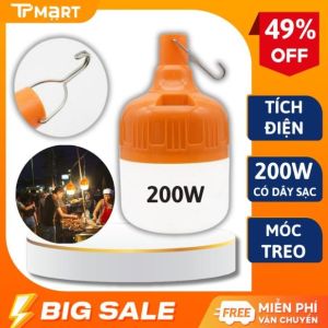 Bóng Đèn Tích Điện công suất lớn 100W 150W 200W siêu sángBóng Đèn Led Sạc tích điện có móc treo