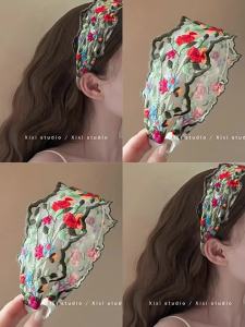 复古花朵刺绣发箍2025春夏新款民族风宽边头箍高级感头饰压发发卡