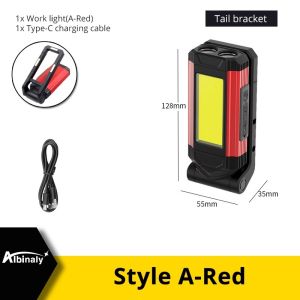 Rechargeable magnetic work light LED COB work light Portable flashlight Waterproof camping light emergency lamp outdoor