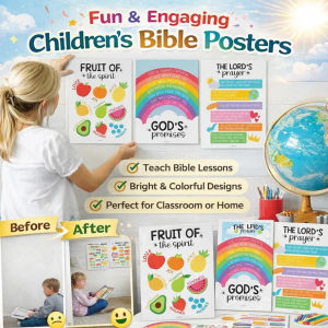 Children Bible Posters Educational Sunday School Decor Bible Stories Wall Art Kids Classroom Learning