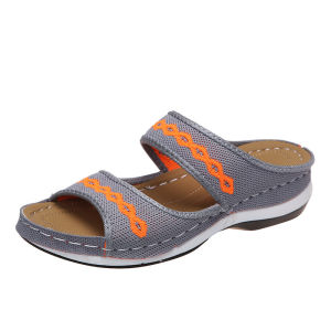 Thick-Soled Wedge Heel  Mesh Slippers Flat-Soled WomenS One-Strap Sandals