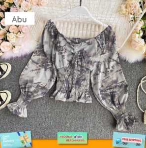 Godwin Collection - Blouse Marble Diana Tie Dye Top Lengan Balon Atasan Wanita Terbaru