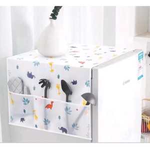 NEW MOTIF !! Taplak Penutup Kulkas Cover Motif Dengan Kantong Storage Pouch/Taplak Penutup Kulkas Waterproof Cover dgn Kantong Storage