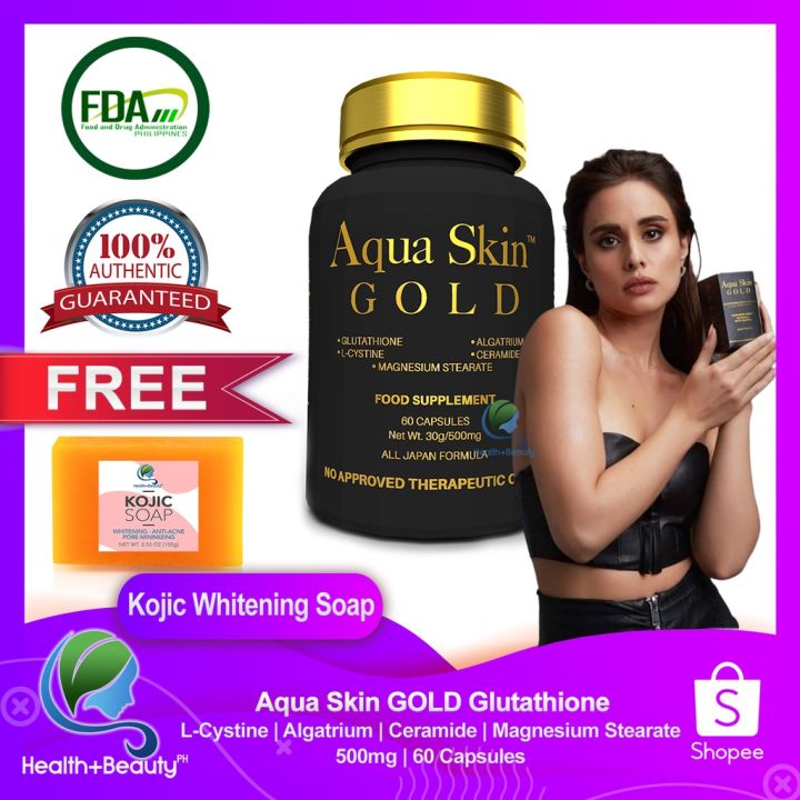 Aqua Skin GOLD Premium Glutathione with Ceramide 500mg | 60 Capsules |  Lazada PH