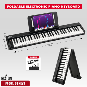 RIXTON Foldable 88-Key Portable Digital Piano with Bluetooth MIDI 128 Rhythms and Large Capacity Battery - New with Storage Bag for Beginners