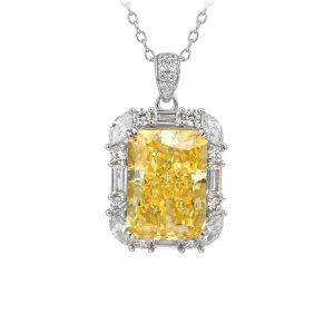 MuShan Jewelry 925 Sterling Silver Timeless Necklaces 7A Cubic Zirconia Engagement Anniversary Necklaces Pendant Women