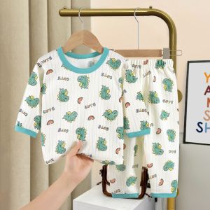 2PCS Cotton Baby Pajama Set Long Sleeved Sleepwear Breathable Comfortable Kids Cartoon Terno Pajama Set