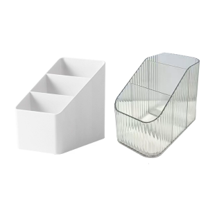 Stackable Pen Cup Desk Organizers with 3 Compartments Desktop Art Supply Organizers Makeup Brush Storage Box