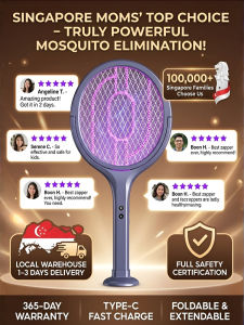 🦟⚡ Innovative 5in1 Telescopic Rotatable 0° WallSticking Rechargeable Summer Multifunctional Electric Mosquito Swatter Killer Lamp Repellent Device