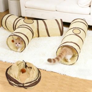 Cat Teaser Wand Toy Self Entertainment Maze Tunnel Collapsible Drill Channel Interactive Play Toy For Indoor Kitten Cat Pet