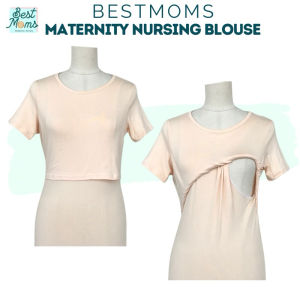 Women Tops - Breastfeeding Blouse Nursing Blouse Plain Cotton Shirt fits PLUS SIZE