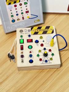 2026 Montessori Busy Board With Switch Control Wooden Toddler Toys Sensory Travel Activities Toys For Kids Puzzle Early Learning Toys