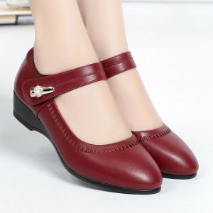 Free Shipping Velcro Strap Wedge Heel WomenS Leather Shoes 2026 Autumn New Collection Comfortable And Soft Leather Designed To Prevent The Strap From Slipping Off