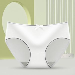 U-3355 กางเกงใน ผ้าคอตตอน ขอบโบว์ กางเกงในผู้หญิง กางเกงในเอวต่ำ