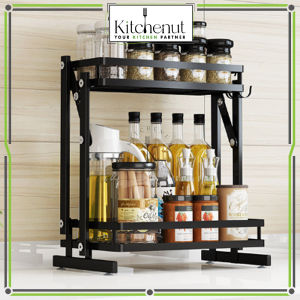 Kitchenut Powder Coated Foldable Condiment Kitchen Spice Storage Organizer Rack