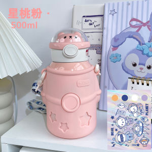 500ml Thermos Cup Astronaut Straw Childrens Thermos Cup Pot Kids Thermos Cup 316 Stainless Steel 儿童316不锈钢水瓶保温瓶太空瓶