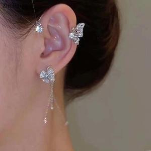 【ZP】 Cute Jewerry 1 bông tai hình bướm bông tuyết mới khuyên tai không Xỏ Khuyên Tai Phụ kiện thời trang dễ phối
