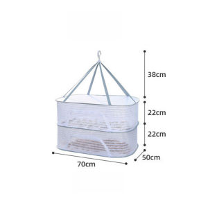MLADEN 1-3 Layers Foldable Clothes Hanging Drying Net with Zip Flowers Buds Food Herb Dryer Mesh Household