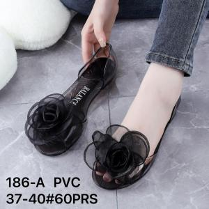 Sepatu Sandal Wanita Flatshoes jelly import variasi bunga transparan 186-A (37-39) sepatu wanita
