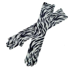 Elegant Zebras Pattern Halloween Gloves Unique Outfits Long Gloves for Flapper Bride Wedding Dancing Accessories
