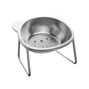 Elevated Cats Bowl Stainless Steel Cats Bowl with Metal Stand Whiskers FriendlyRaised Water Dish for Dog Cats