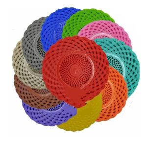 12 pcs paket hemat Piring anyaman rotan Plastik piring plastik / piring anyam