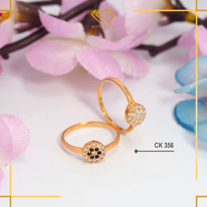 Cincin Wanita Emas Kadar 375 (8k) Model Bulat Permata Ready Batu Hitam Kode CK 356