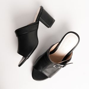 Heels Selop Wanita Ukuran Kecil Besar Jumbo Size 35-45 Sandal Hak Tinggi 7cm Hitam Kondangan Nyaman