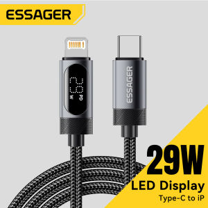 Essager 29W Type C To Lightning C-L Cable Digital Display Fast Charging For iPhone 14 13 12 11 Pro Max XS SE Fast Charge Type-C To Lightning 29W Wire Cord For IOS Phone Tablet iPad AirPods Macbook C-L Digital Display Cables