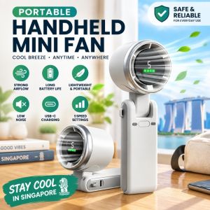 High Speed Handheld Mini Fan Foldable Portable Rechargeable Fan 5 Speed AdjustablePersonal Cooling Fan for Outdoor