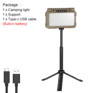 Asafee Y07 300-1000 Lumens Portable Multifunctional Outdoor Camping Emergency LED Light IPX4 Waterproof Stepless Dimming Rechargeable Flashlight 180 Degree Double-Side Lamp Foldable Matching Bracket Small Work Light