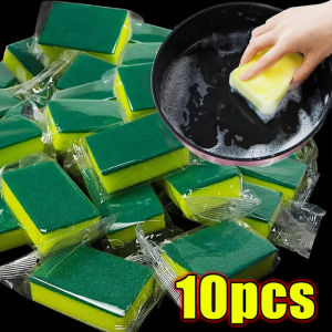 100/10Pcs Kitchen Dishwashing Soft Sponge Absorbent Clean Rub Pot Rust Scouring Pad Removing Kits Household Cleaning Brush Sponge