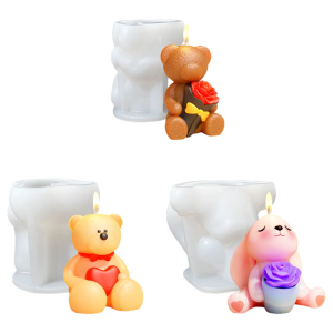 Bear Rabbits Animal Silicone Molds for Soap Gypsum Decoration Fondant Silicone Molds for Chocolate Candy