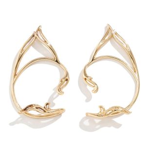 GOXBERK Korean Style Elf Ear Clip Ear Cuff Alloy Cat Ear Hollow Ear Clips Personality Jewelry Accessories Carnival