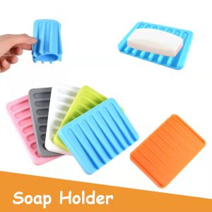 1pcs Bathroom Silicone Flexible Soap Dishes Storage Holder Soapbox Plate Tray Drain Bath Tools