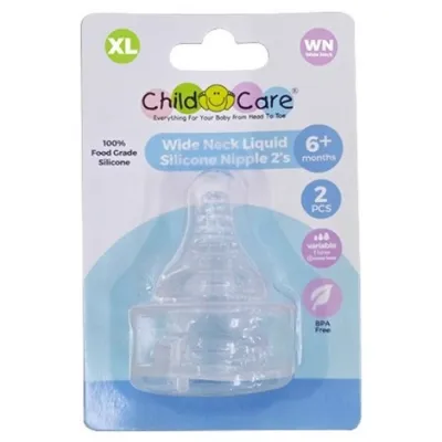 Child Care 100% Liquid Silicone Wide Neck Nipple Set of 2